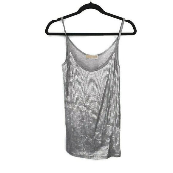 Michael Kors Spaghetti Strap Silver Sequin Tank - Picture 1 of 5